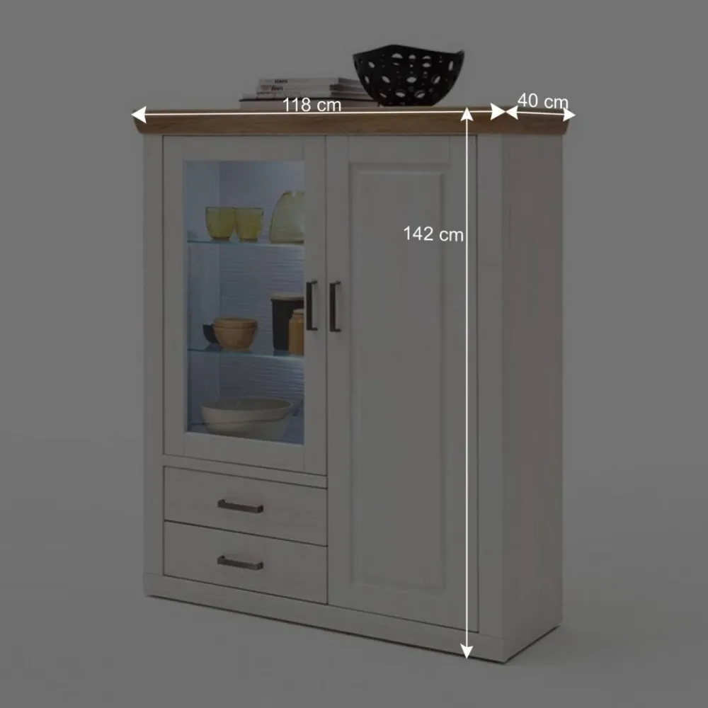 Wohnen Highboards<Country Highboard Vitrine mit Stauraum - Samula