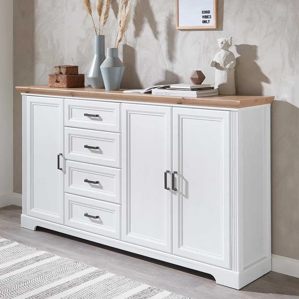 Wohnen Sideboards<Country Style Anrichte in Weiß mit Eiche - Mehady