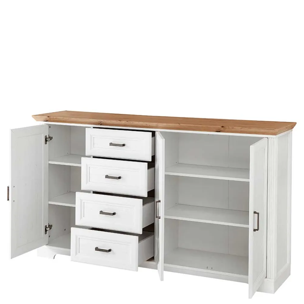 Wohnen Sideboards<Country Style Anrichte in Weiß mit Eiche - Mehady