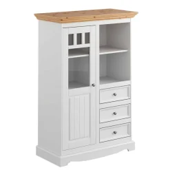Wohnen Highboards|Vitrinen<Country Style Highboard in Weiß & Kiefer Natur - Vitablo
