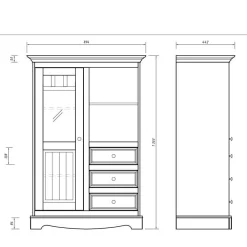 Wohnen Highboards|Vitrinen<Country Style Highboard in Weiß & Kiefer Natur - Vitablo