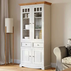 Wohnen Vitrinen<Country Style Vitrinenschrank 90x190x45 cm - Vitablo