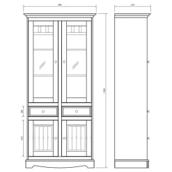 Wohnen Vitrinen<Country Style Vitrinenschrank 90x190x45 cm - Vitablo