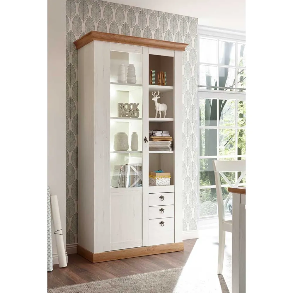 Wohnen Vitrinen<Country Style Vitrinenschrank zweifarbig - Diatara