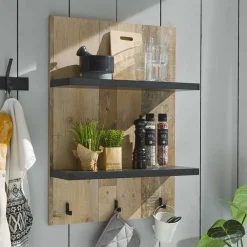 Wohnen Regale<Country Style Wandboard mit 2 Böden & 3 Haken - Garisa