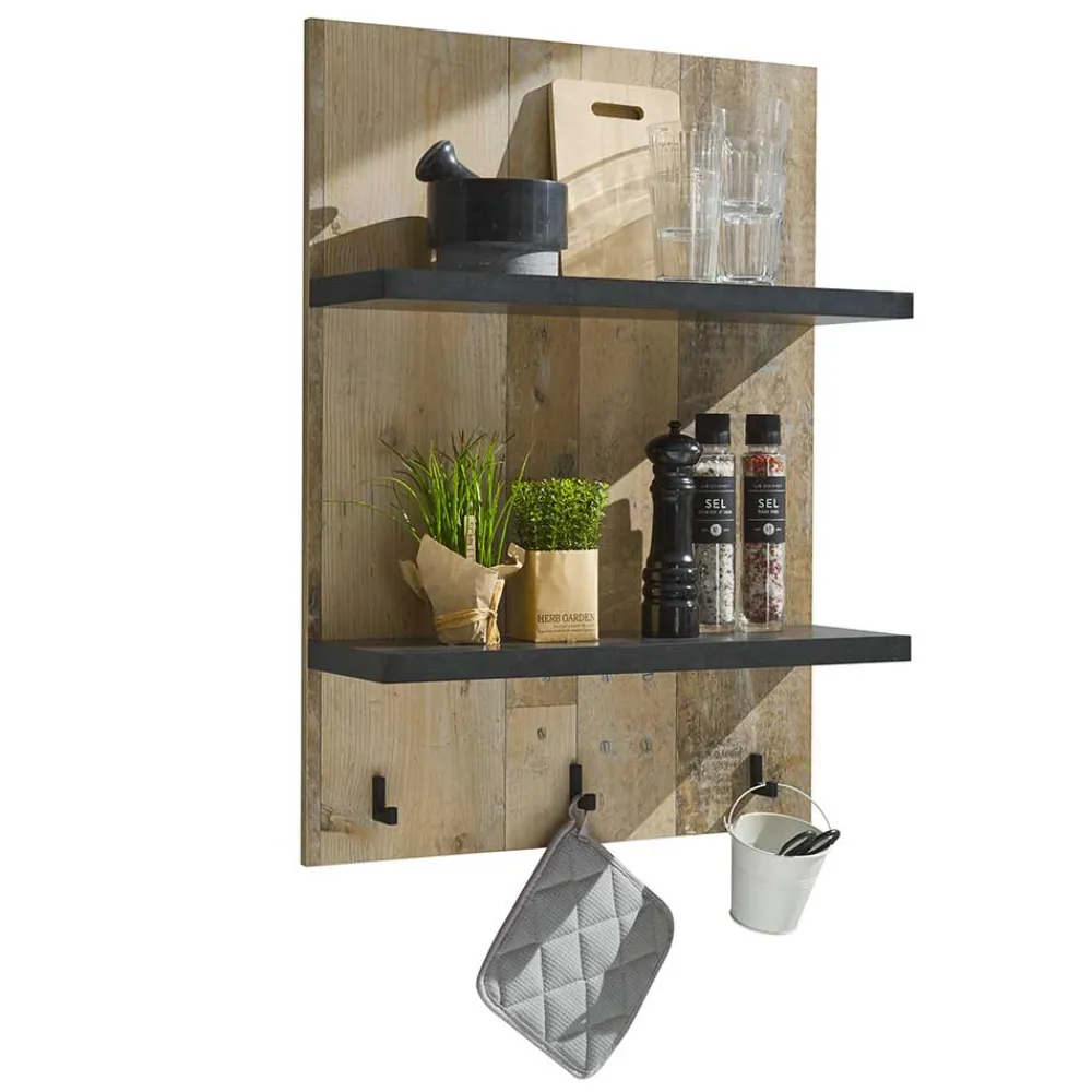 Wohnen Regale<Country Style Wandboard mit 2 Böden & 3 Haken - Garisa