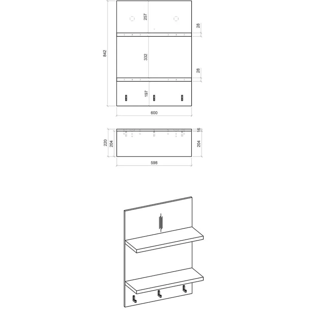 Wohnen Regale<Country Style Wandboard mit 2 Böden & 3 Haken - Garisa