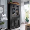 Wohnen Vitrinen<Country Vitrinenschrank in Grau & Eichefarben - Ustricia