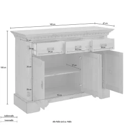 Wohnen Sideboards<Dekorative Kombi Kommode aus Kiefer massiv - Fausanda