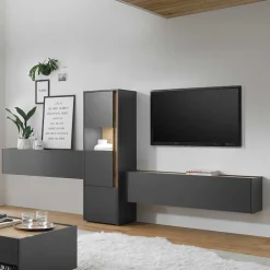 Wohnen Wohnwände<Design Anbauwand fürs Wohnzimmer - Ahilav (dreiteilig)