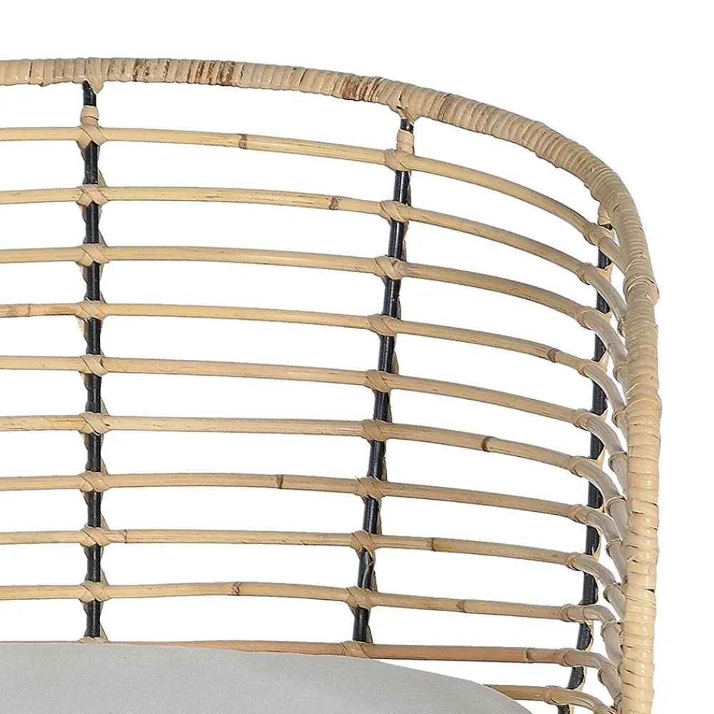 Wohnen Stühle<Design Armlehnenstuhl in Rattan Natur und Schwarz - Adatto (2er Set)