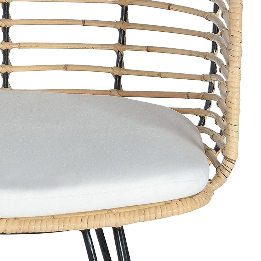 Wohnen Stühle<Design Armlehnenstuhl in Rattan Natur und Schwarz - Adatto (2er Set)