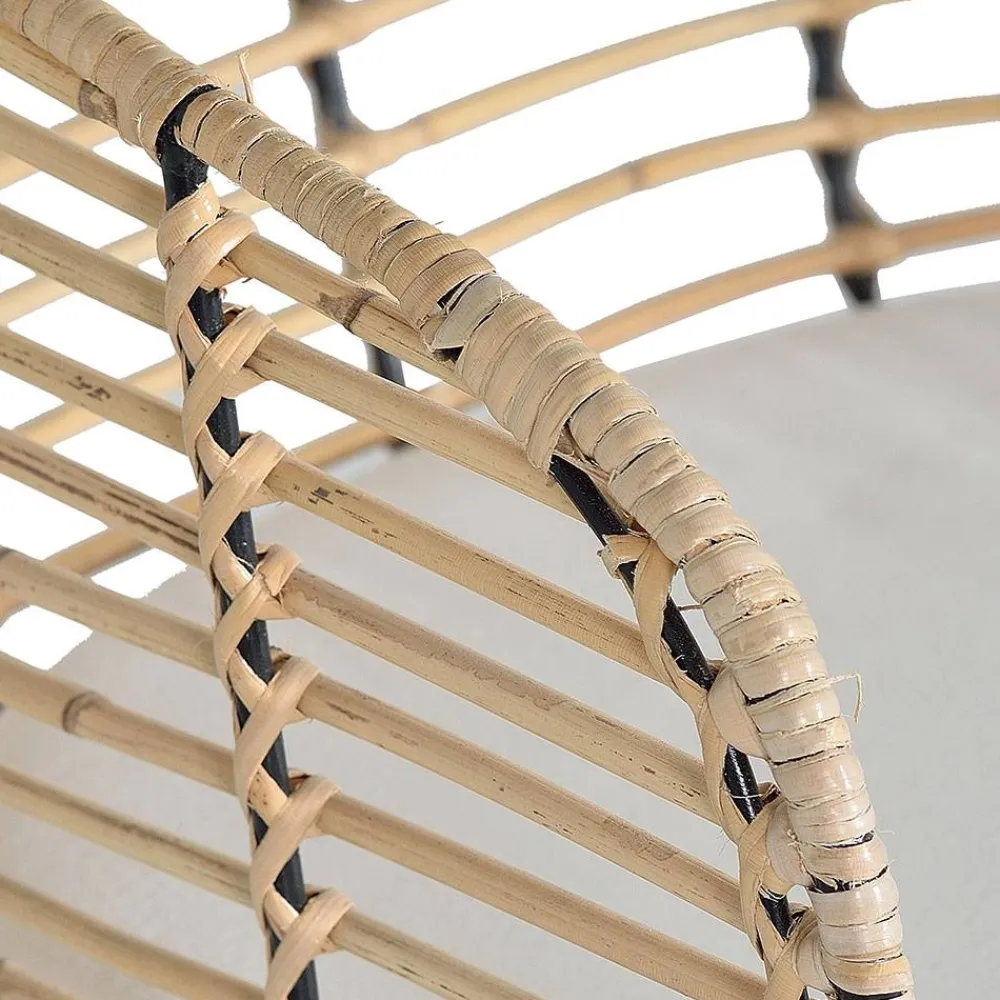 Wohnen Stühle<Design Armlehnenstuhl in Rattan Natur und Schwarz - Adatto (2er Set)
