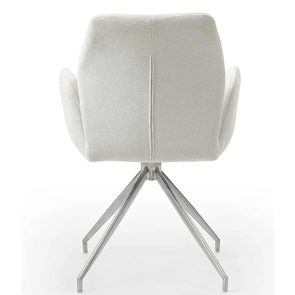 Wohnen Stühle<Design Armlehnstuhl in Creme & Edelstahl - Pegira