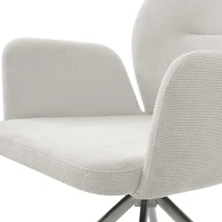 Wohnen Stühle<Design Armlehnstuhl in Creme & Edelstahl - Pegira