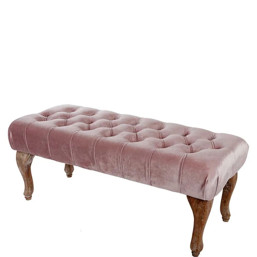 Wohnen Sitzbank<Design Bank in Pink Samt - Saluds
