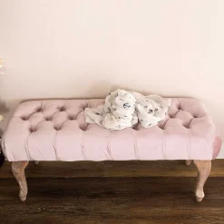 Wohnen Sitzbank<Design Bank in Pink Samt - Saluds
