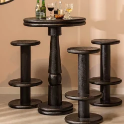 Wohnen Hocker<Design Barhocker aus schwarzem Massivholz - Vionna