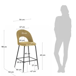 Wohnen Hocker<Design Barstühle in Gelb Stoff - Camlary (4er Set)