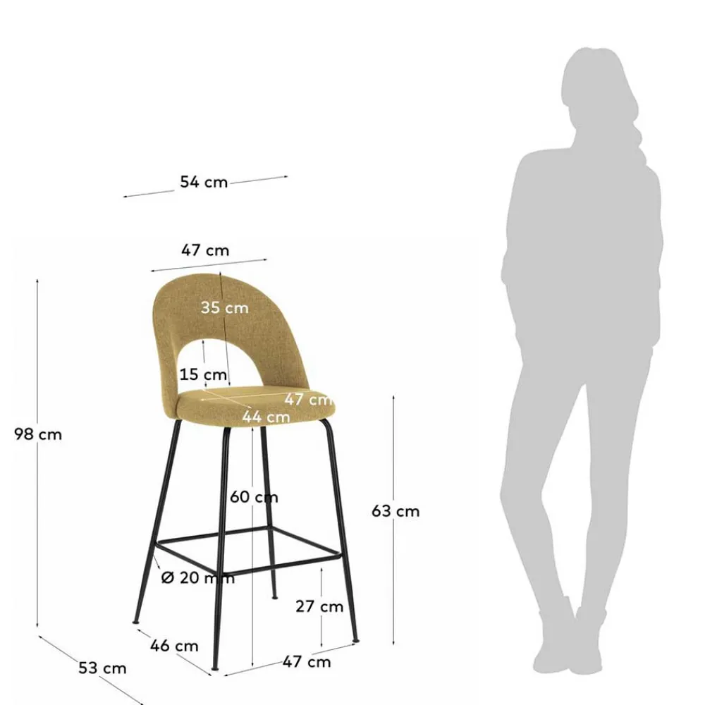 Wohnen Hocker<Design Barstühle in Gelb Stoff - Camlary (4er Set)