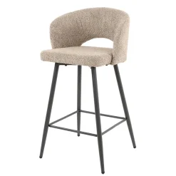 Wohnen Hocker<Design Barstuhl aus Boucle in Beige - Ludizia (2er Set)