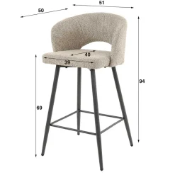 Wohnen Hocker<Design Barstuhl aus Boucle in Beige - Ludizia (2er Set)