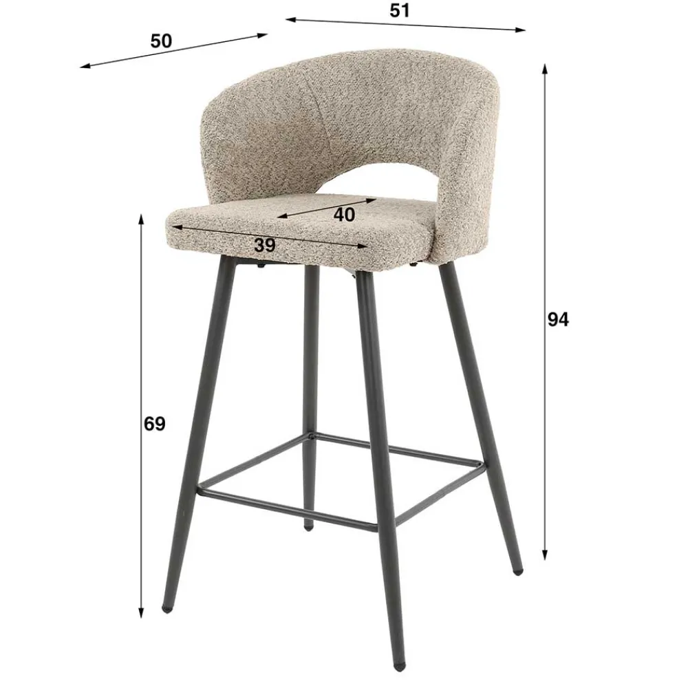 Wohnen Hocker<Design Barstuhl aus Boucle in Beige - Ludizia (2er Set)