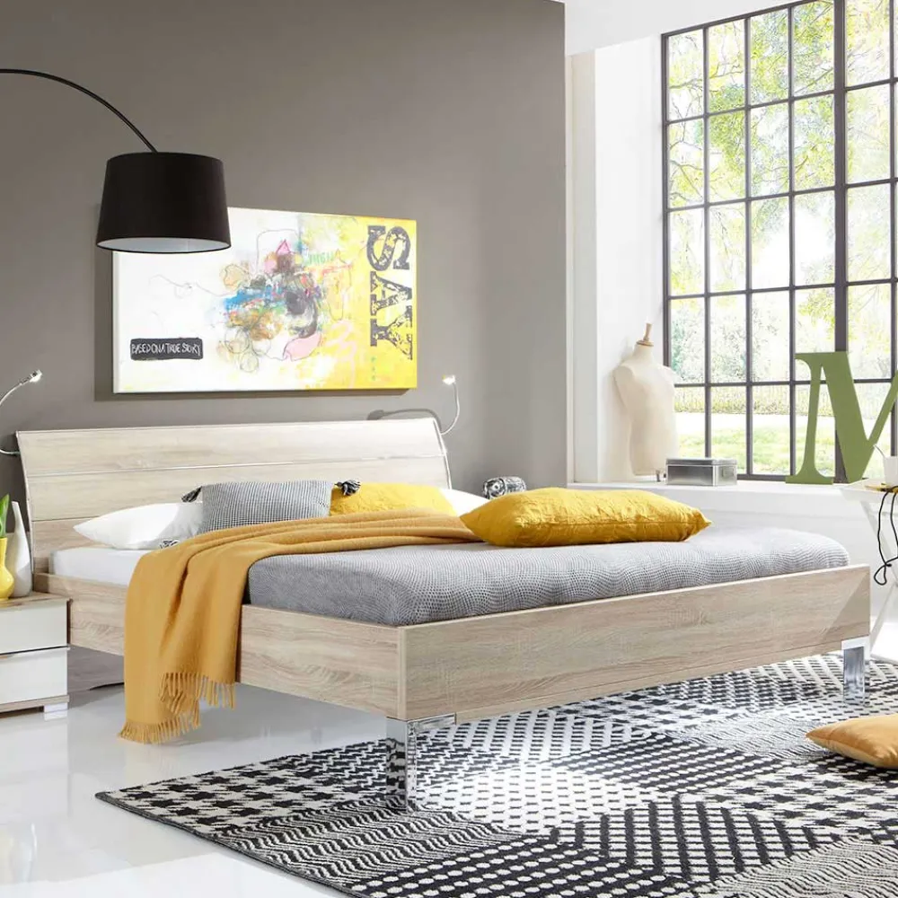 Wohnen Betten<Design Bett Agosta in Eiche Sägerau