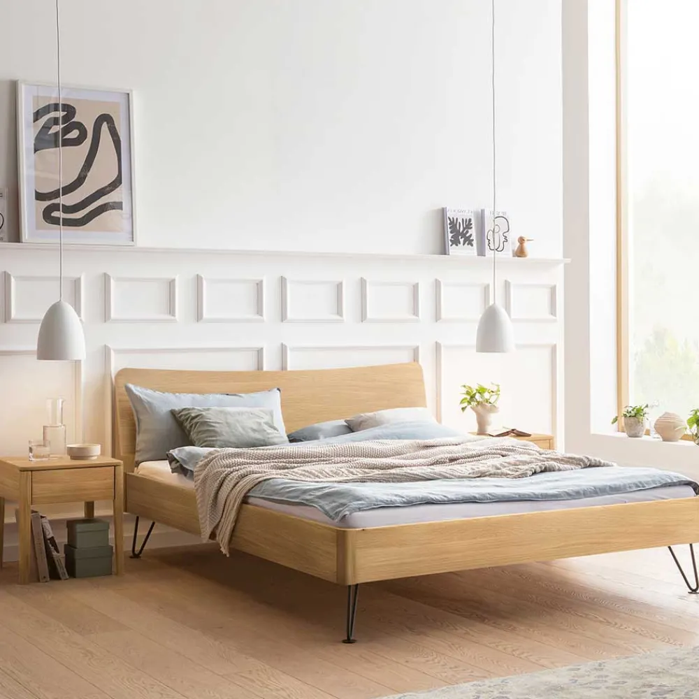 Wohnen Betten<Design Bett aus hell geölter Eiche - Promenada