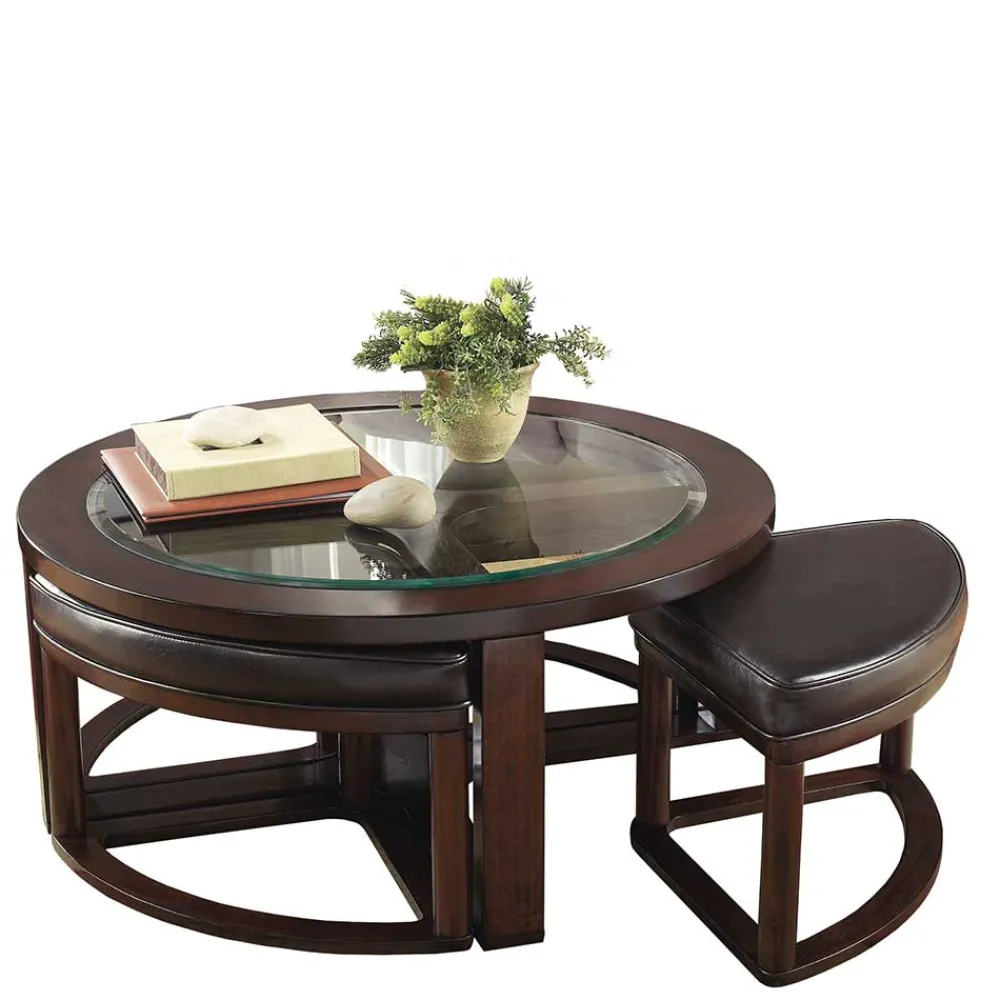 Wohnen Sitzgruppe<Design Couchtisch mit vier Hockern - Fornax (fünfteilig)