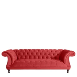 Wohnen Sofas<Design Dreisitzer aus Samtvelours in Rot - Rosanna