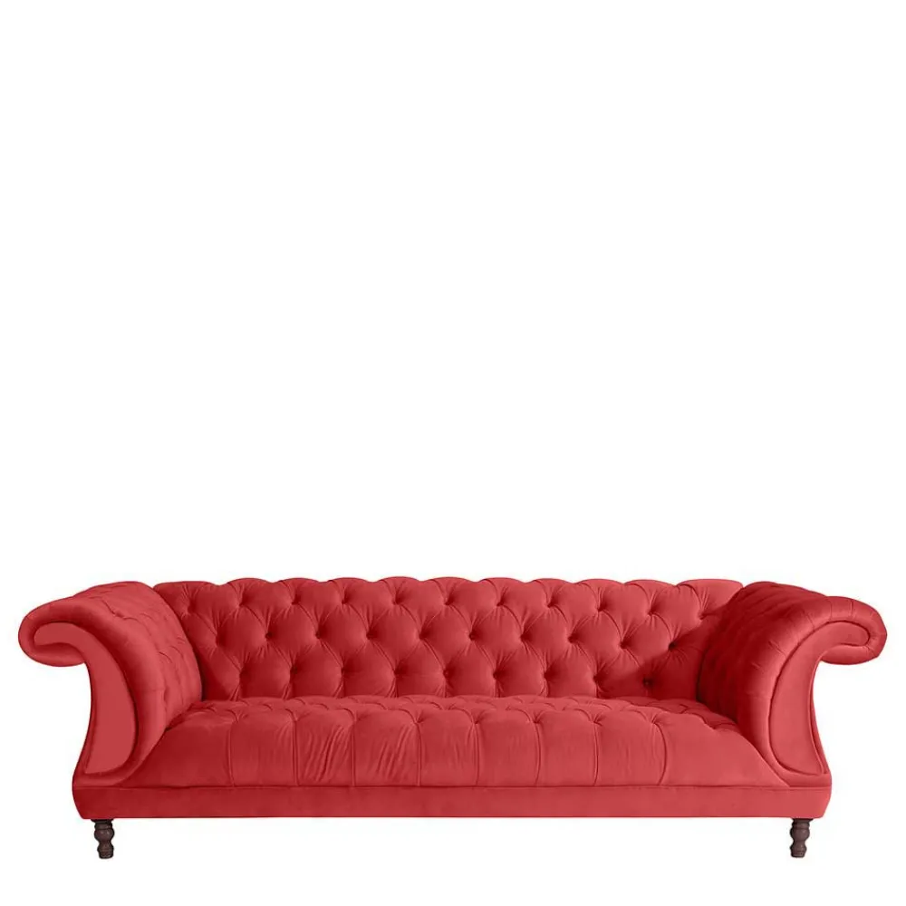 Wohnen Sofas<Design Dreisitzer aus Samtvelours in Rot - Rosanna