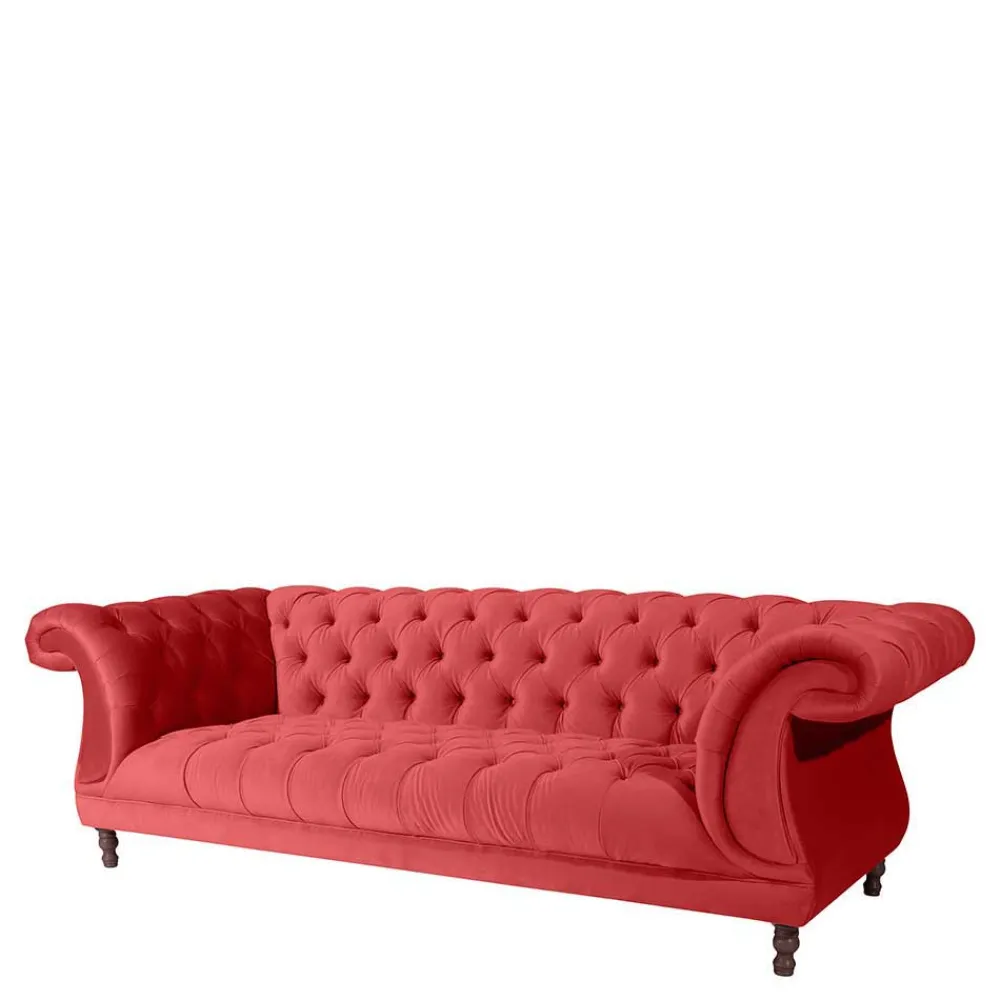Wohnen Sofas<Design Dreisitzer aus Samtvelours in Rot - Rosanna