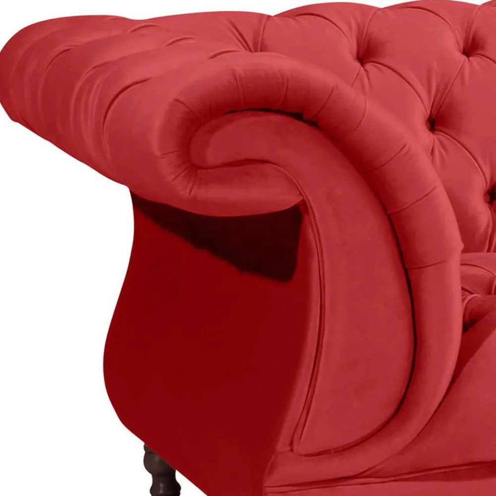 Wohnen Sofas<Design Dreisitzer aus Samtvelours in Rot - Rosanna