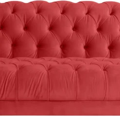 Wohnen Sofas<Design Dreisitzer aus Samtvelours in Rot - Rosanna