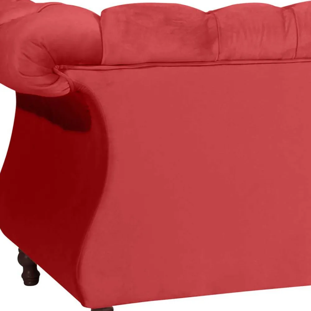 Wohnen Sofas<Design Dreisitzer aus Samtvelours in Rot - Rosanna