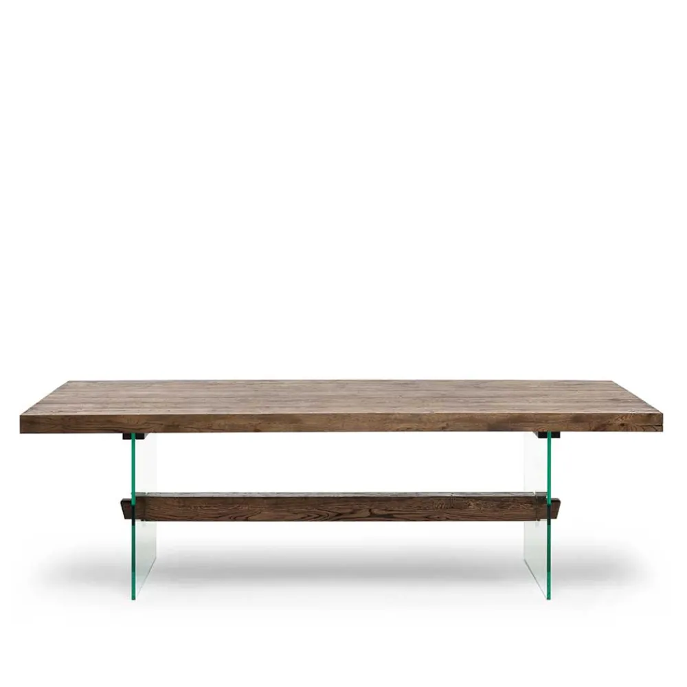 Wohnen Tische<Design Eiche Esstisch mit Glas Gestell - Ventida