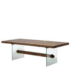 Wohnen Tische<Design Eiche Esstisch mit Glas Gestell - Ventida