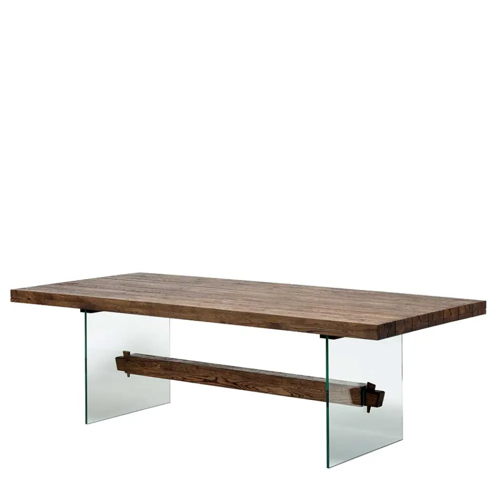 Wohnen Tische<Design Eiche Esstisch mit Glas Gestell - Ventida