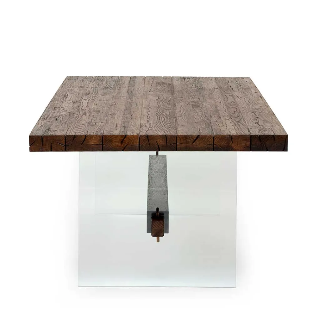 Wohnen Tische<Design Eiche Esstisch mit Glas Gestell - Ventida