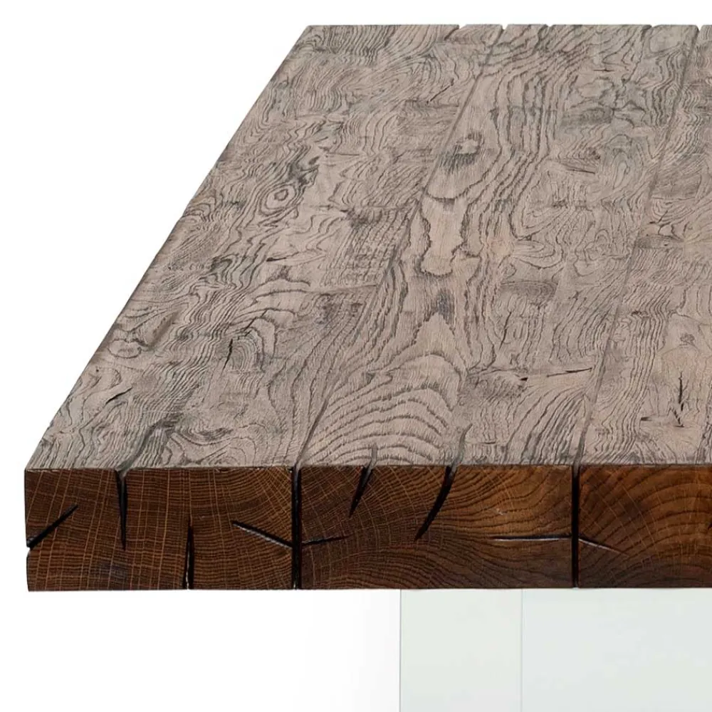 Wohnen Tische<Design Eiche Esstisch mit Glas Gestell - Ventida