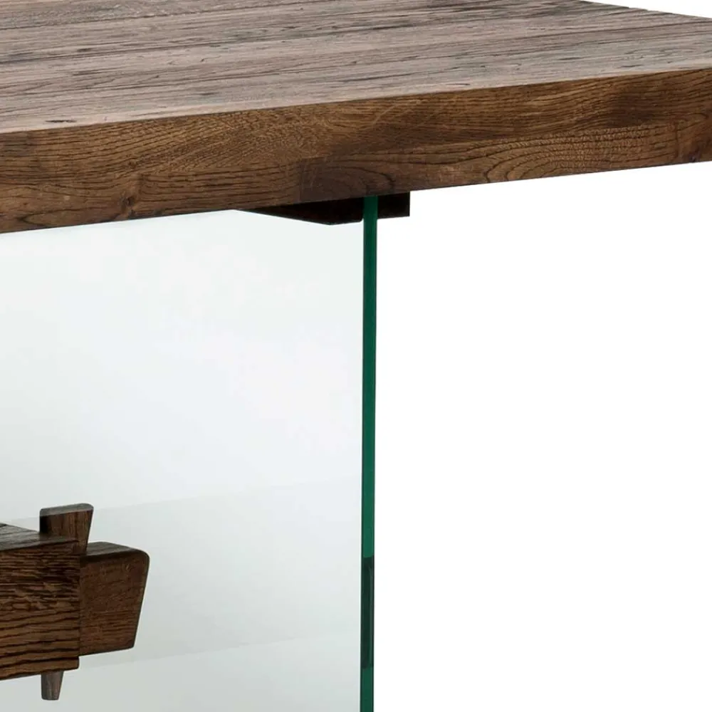 Wohnen Tische<Design Eiche Esstisch mit Glas Gestell - Ventida