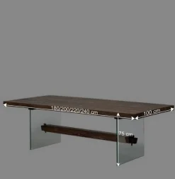 Wohnen Tische<Design Eiche Esstisch mit Glas Gestell - Ventida