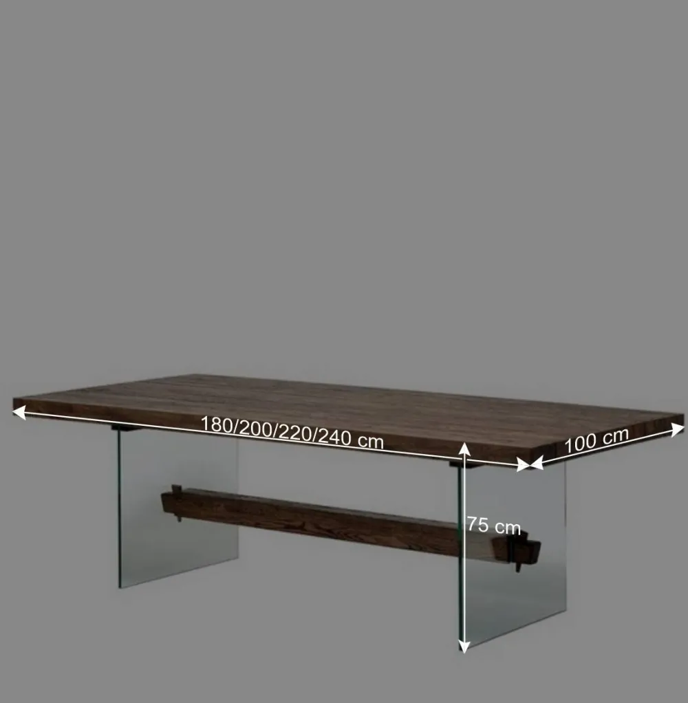 Wohnen Tische<Design Eiche Esstisch mit Glas Gestell - Ventida
