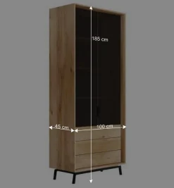 Wohnen Vitrinen<Design Eiche Schrank mit getönten Glastüren - Fabiella