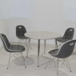 Wohnen Sitzgruppe<Design Essgruppe in Rund - Flumicina (fünfteilig)
