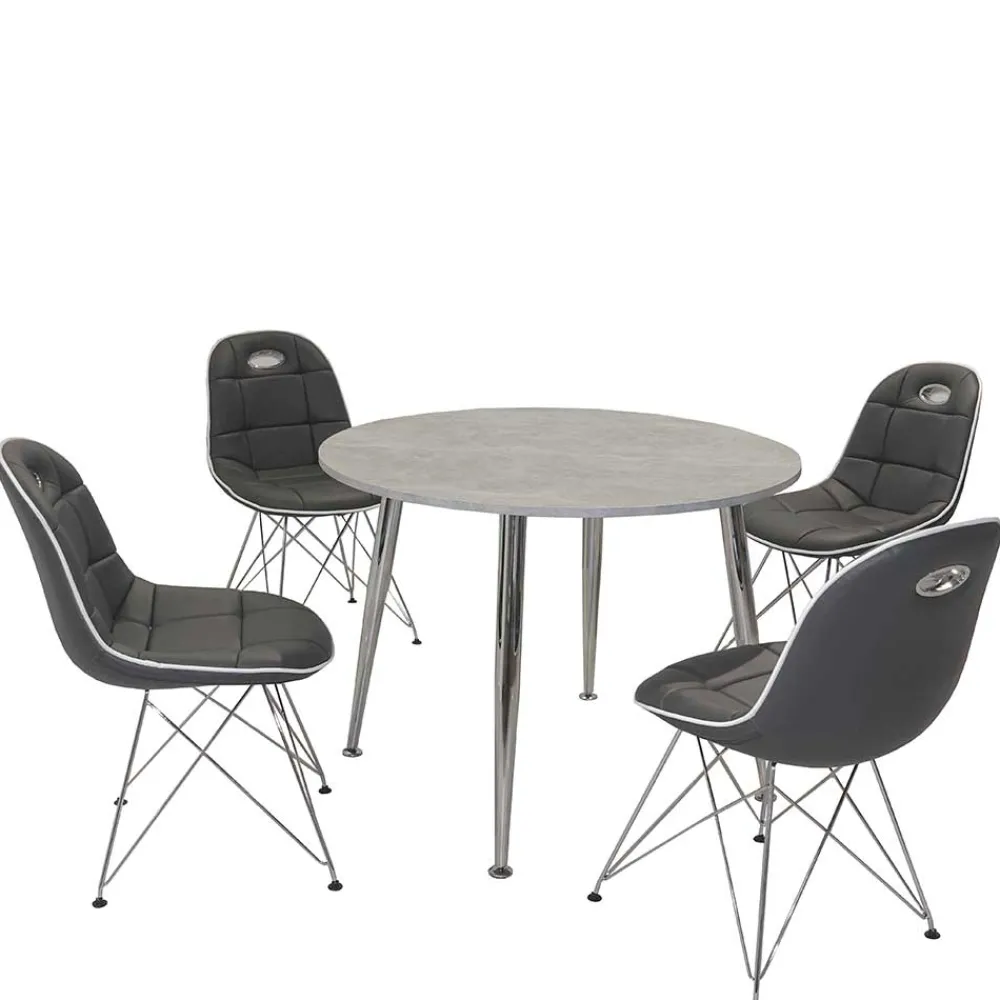 Wohnen Sitzgruppe<Design Essgruppe in Rund - Flumicina (fünfteilig)