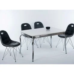 Wohnen Sitzgruppe<Design Essgruppe in Schwarz & Weiß - Candelcero (fünfteilig)