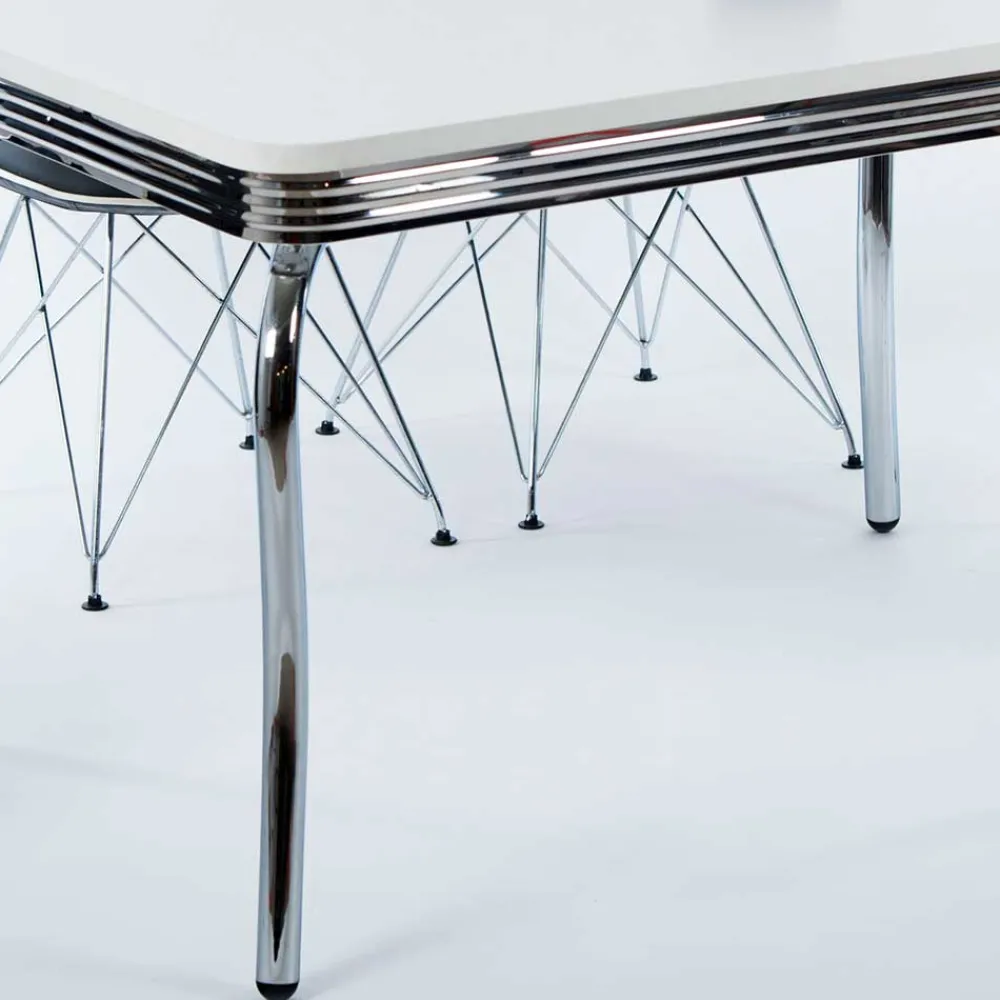 Wohnen Sitzgruppe<Design Essgruppe in Schwarz & Weiß - Candelcero (fünfteilig)
