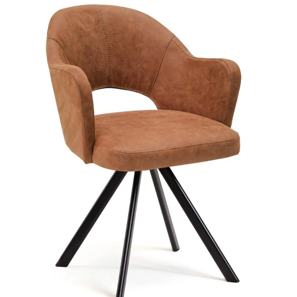 Wohnen Stühle<Design Esszimmersessel in Cognac Braun - Oseidon